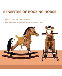 Yobtop Plush Metal Rocking Horse with Electronic Neighing and Galloping Sounds, Up to 88 lbs, Ages 3+