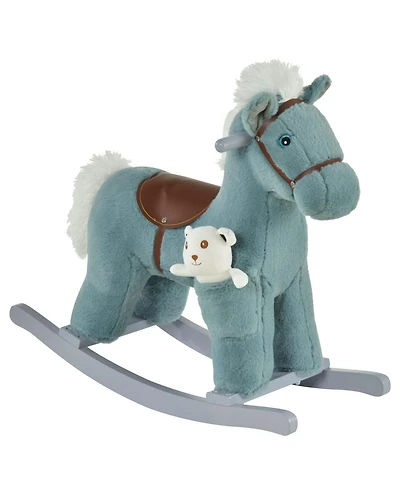 Yobtop Plush Ride-On Rocking Horse with Realistic Sounds & Bear Toy, 66 lb Capacity, Ages 3+
