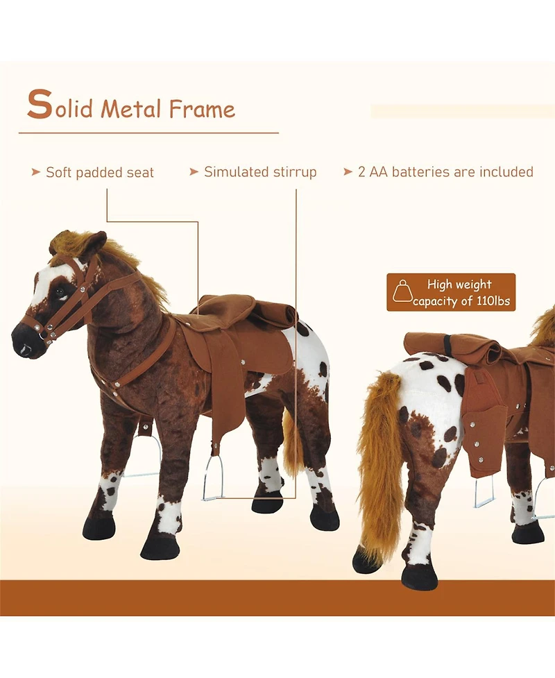 Yobtop Sound-Making Padded Ride-On Horse Toy, 110 lb. Capacity, Ages 3+
