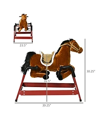 Yobtop Spring-Powered Plush Rocking Horse, 132 lb. Capacity, Ages 3+