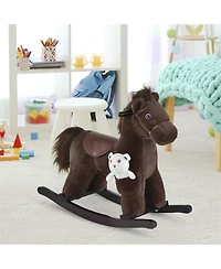 Yobtop Kids Plush Rocking Horse with Sound Effects, 66 lb. Capacity, Ages 3+