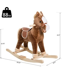 Yobtop Kids Ride-On Plush Rocking Horse with Realistic Sounds, Ages 3+