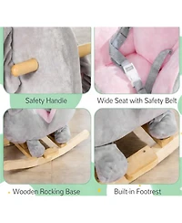 Yobtop Elephant Rocking Chair - Toddler Plush Rocker with Sound Effects, Safety Belt, Sturdy Frame