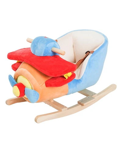 Yobtop Kids Wooden Plush Airplane Rocking Chair with Lullaby, Ages 18 Months+