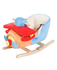 Yobtop Kids Wooden Plush Airplane Rocking Chair with Lullaby, Ages 18 Months+