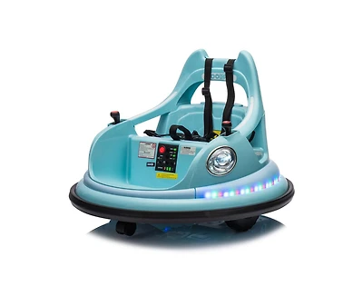 Yobtop 12V Kids Ride On Bumper Car with Remote Control, Led Lights & 360-Degree Spin, Ages 1.5+