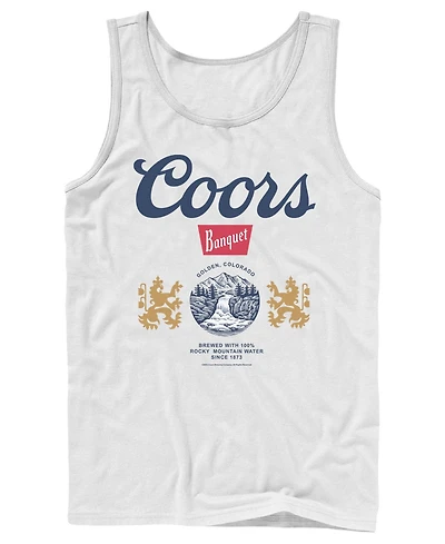 Fifth Sun Men's Coors Banquet Beer Heritage Crest Graphic Tank Top