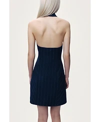 Nocturne Women's Pinstripe Double-Breasted Halter Mini Dress