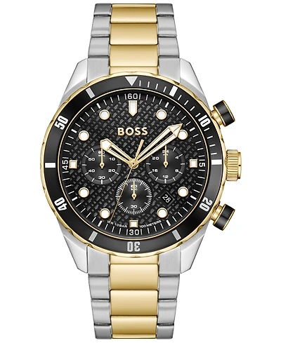 Hugo Boss Men's Boss Chronomatix Quartz Chrono Stainless Steel Watch & Ionic Plated Thin Gold Steel Watch 44mm