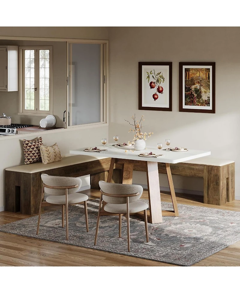 Tribesigns L-Shaped Bench with Cushion, 61-Inch Corner Dining Bench