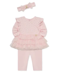 Little Me Baby Girls' Dot Shine Tutu Top, Leggings and Headband, 3-Piece Set