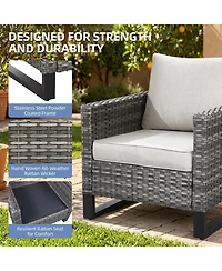 Pocassy Outdoor Chairs Set of 2, Patio Wicker Dining with Removeable Cushion, All-Weather Rattan Bistro