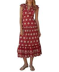 Mint Velvet Women's Cotton Broderie Drop Waist Midi Dress