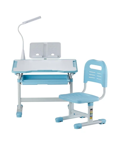 Slickblue Adjustable Kids Study Table with Chair and Lamp