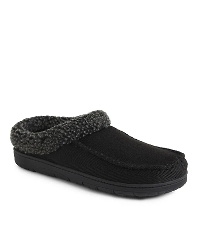 Dearfoams Men's Brendan Twill Moccasin Toe Clog Slipper