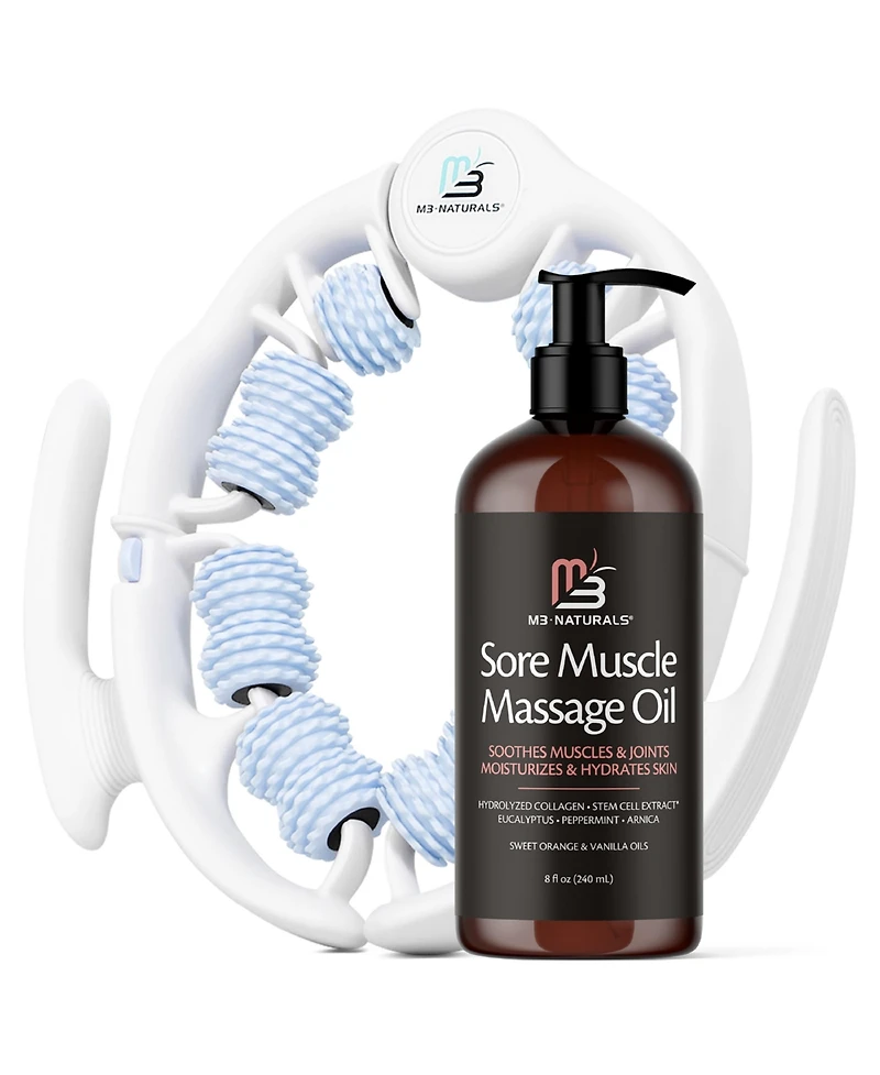 M3 Arnica Massage Oil and Massage Roller Kit Body Massage Oil and Roller Set 8 Fluid Ounce