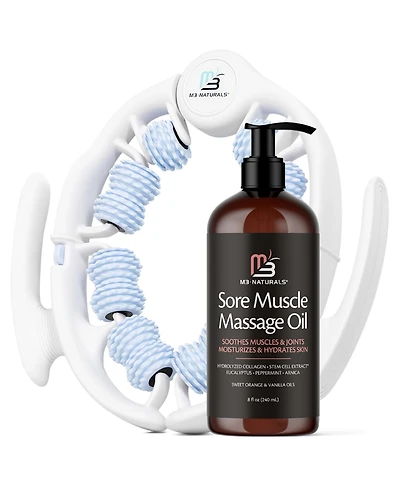 M3 Arnica Massage Oil and Massage Roller Kit Body Massage Oil and Roller Set 8 Fluid Ounce