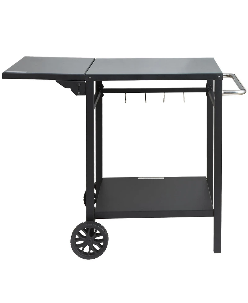 Vevor Outdoor Grill Dining Cart Double-Shelf Bbq Movable Food Prep Trolley Patio