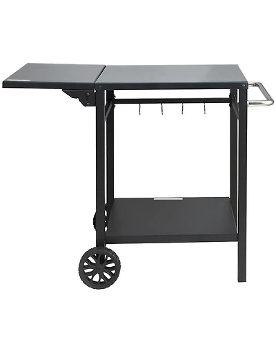 Vevor Outdoor Grill Dining Cart Double-Shelf Bbq Movable Food Prep Trolley Patio