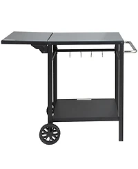 Vevor Outdoor Grill Dining Cart Double-Shelf Bbq Movable Food Prep Trolley Patio