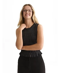 Scotch & Soda Women's Smock Stitch Knitted Crewneck Tank