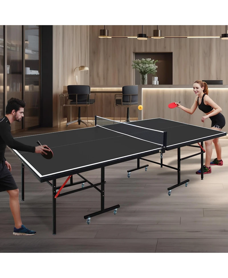 Clihome 8Feet Mid-Size Table Tennis Foldable and Portable Ping Pong Set