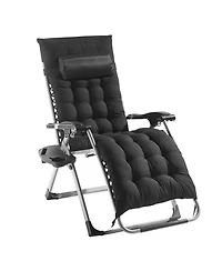 Slickblue 26in Zero Gravity Lounge Chair with Headrest Footrest and Cup Holder