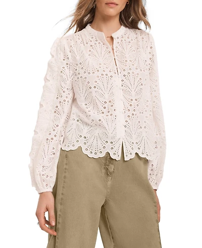 Mint Velvet Women's Cotton Broderie Detail Blouse