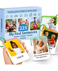 Quokka 225 Toddler First Sentence Flash Cards with Rings - Realistic Learning Cards for Ages 1 - 3 - Family, Daily Routine and Everyday Phrases