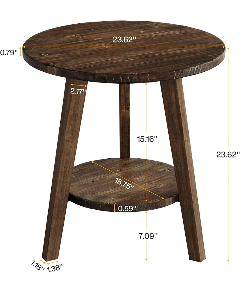Tribesigns Round Side Table with Storage Shelf