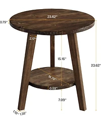Tribesigns Round Side Table with Storage Shelf