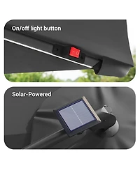 Sonkuki 10 Feet Outdoor Patio Hanging Offset Cantilever Umbrella with Solar Led Lights Cross Base