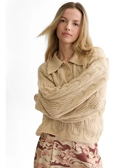 Scotch & Soda Women's Cable Stitch Boxy-Fit Pullover