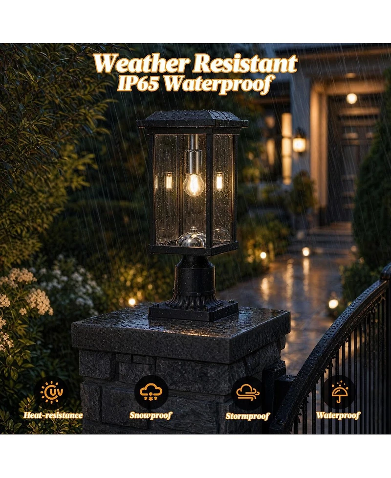 Asagikoiai Dusk to Dawn Outdoor Post Light, Waterproof Aluminum Pathway Pole Lamp