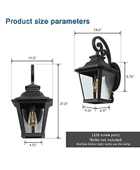 Asagikoiai 21" Farmhouse Outdoor Wall Lantern Light, Aluminum Waterproof Porch Sconce