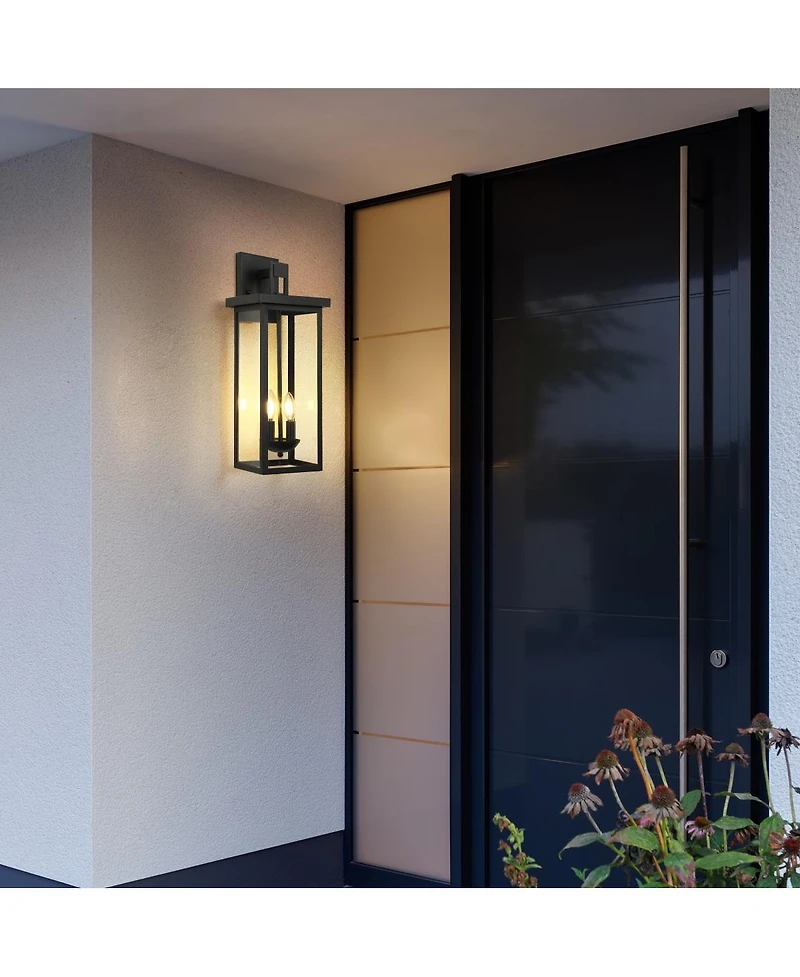 Asagikoiai 22" Dusk to Dawn Outdoor Wall Lantern, 2-Light Aluminum Exterior Sconce