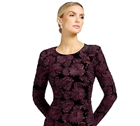Dress the Population Women's Long-Sleeve Bodycon Floral-Print Midi