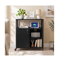 Sugift Mobile File Cabinet with Charging Station and Cable Management Hole
