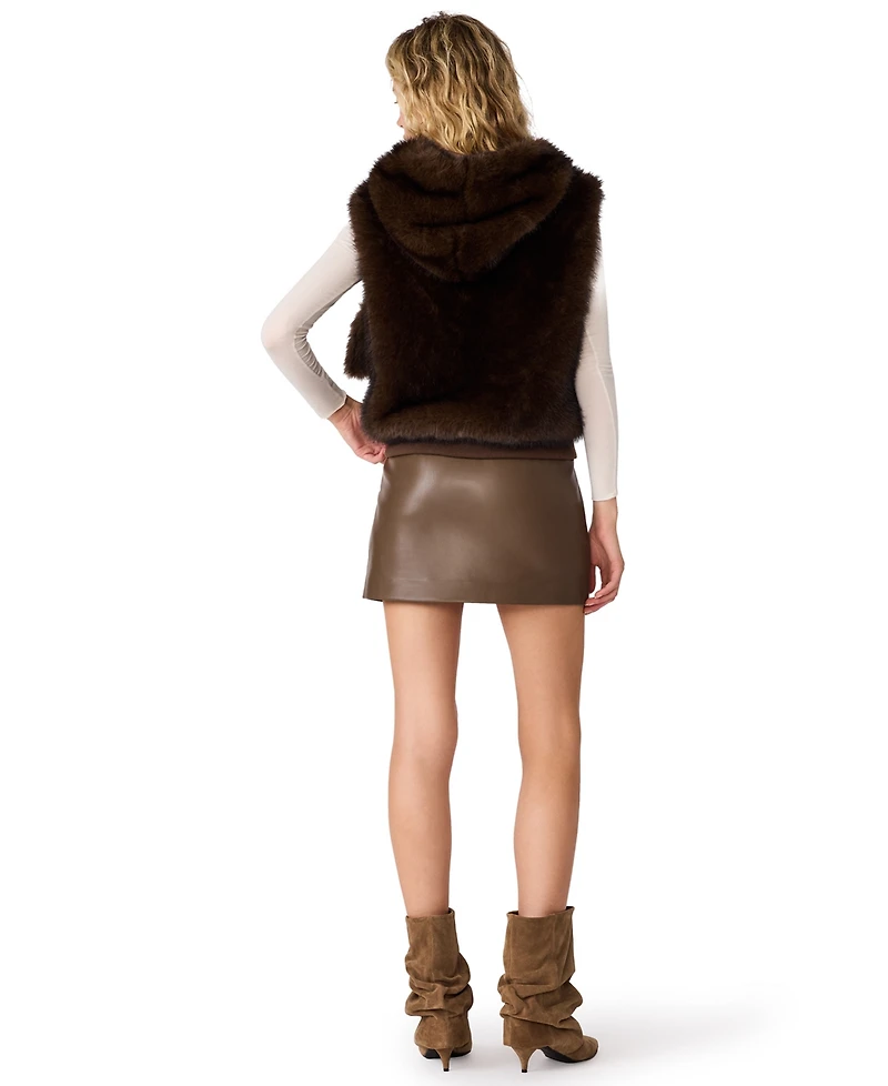 Steve Madden Women's Hooded Faux Fur Sophee Vest
