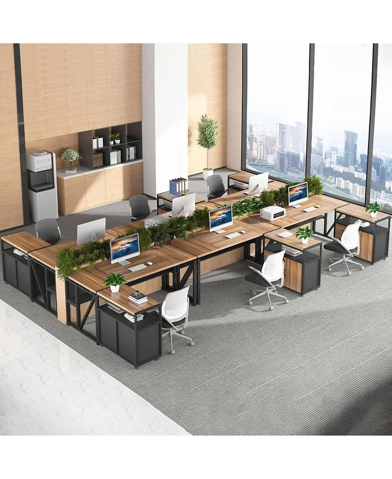 Tribesigns 55" L-Shaped Desk with Lockable File Cabinet