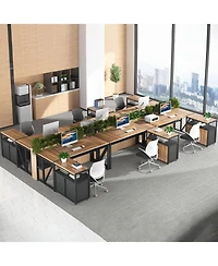 Tribesigns 55" L-Shaped Desk with Lockable File Cabinet