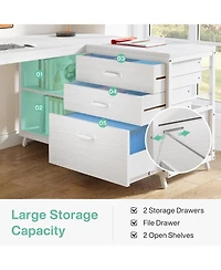 Tribesigns 53" L-Shaped Desk with 3 Drawers and Shelves