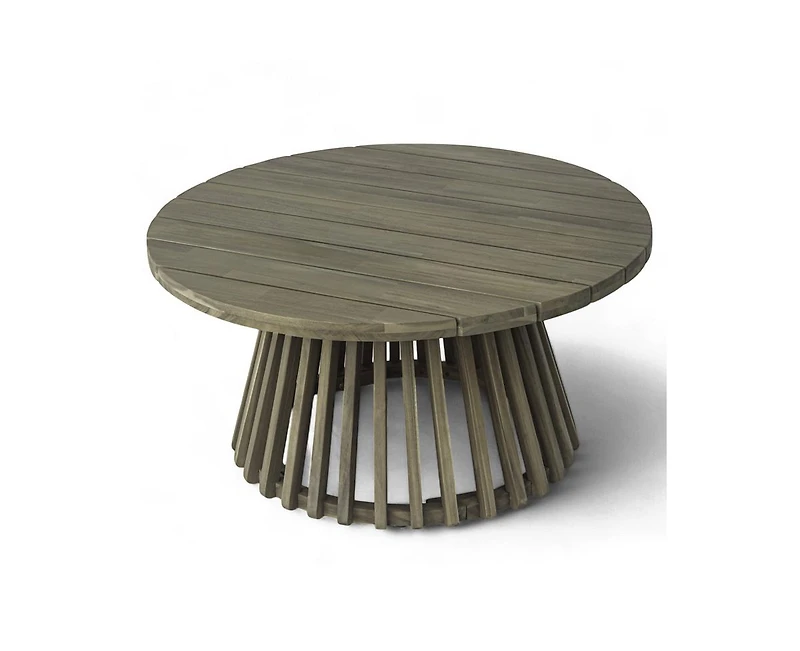 sumyeg Outdoor Acacia Wood Round Coffee Table for Patio, Balcony or Backyard