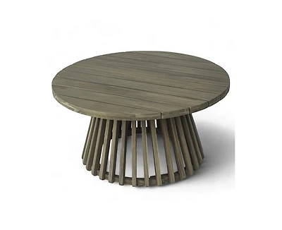 sumyeg Outdoor Acacia Wood Round Coffee Table for Patio, Balcony or Backyard