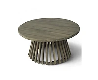 sumyeg Outdoor Acacia Wood Round Coffee Table for Patio, Balcony or Backyard