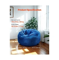 Slickblue 3 Feet Round Bean Bag Chair with Washable Velvet Cover