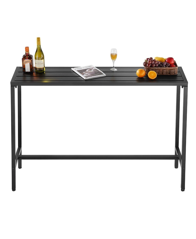 Slickblue 55x15in Patio Bar Table with Sturdy Metal Frame for Indoor Outdoor Use