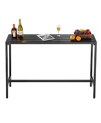 Slickblue 55x15in Patio Bar Table with Sturdy Metal Frame for Indoor Outdoor Use