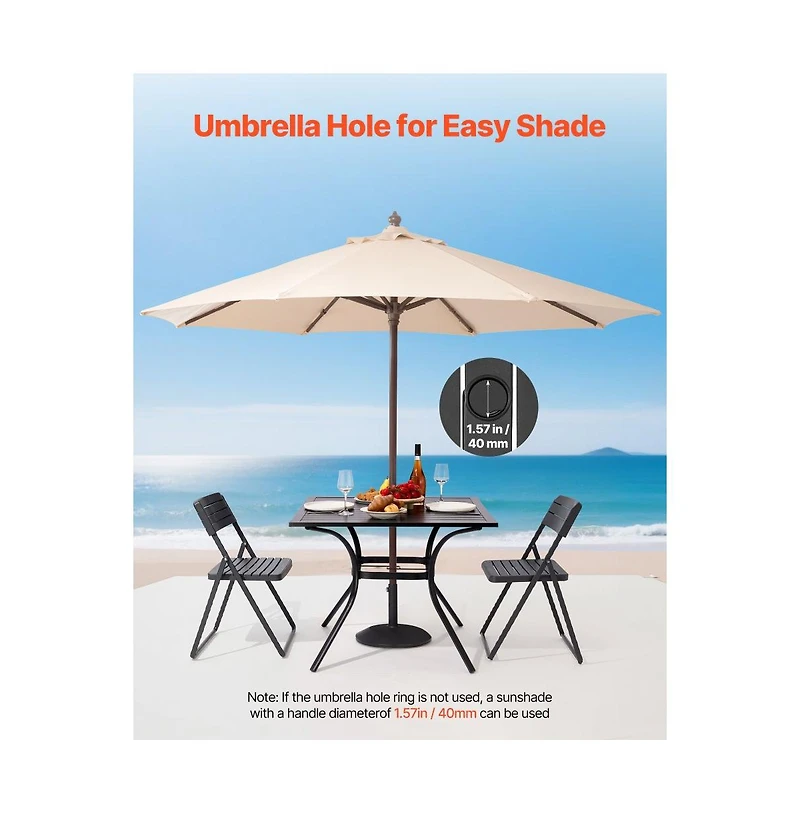 Slickblue 37in Metal Patio Bistro Table with Umbrella Hole for Garden and Porch