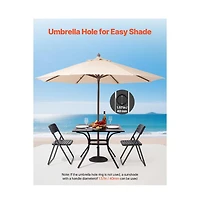 Slickblue 37in Metal Patio Bistro Table with Umbrella Hole for Garden and Porch